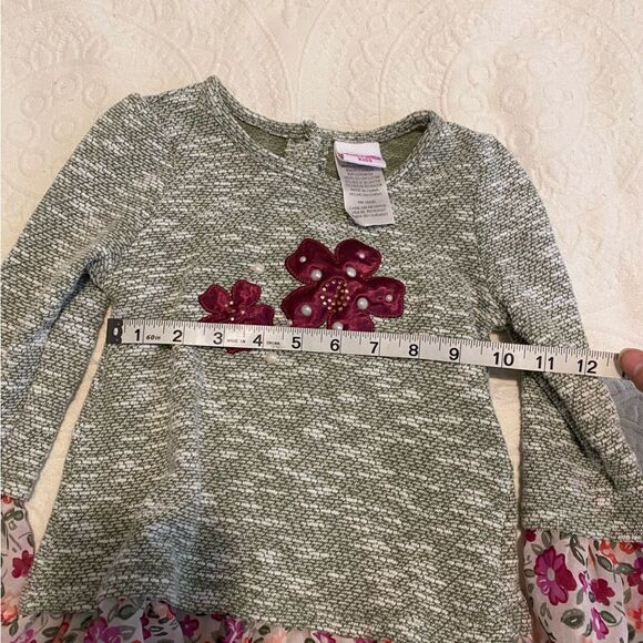 Nannette Kids size 6 Mixed Material Floral Ruffle Boho Girly Long Sleeve Top - Picture 6 of 9